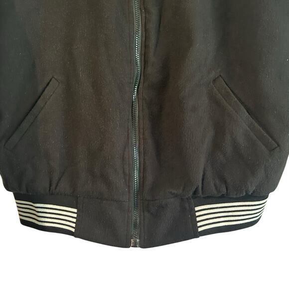 Limited Edition by Boohoo Man Worldwide Varsity Bomber Jacket Black SZ 8 Lined - Picture 4 of 13